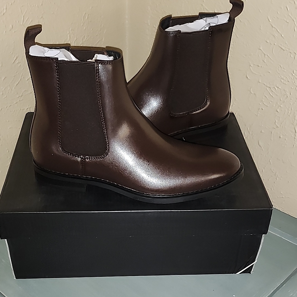 Alfani Brown Vegan Leather Chelsea Boots Timeless Design